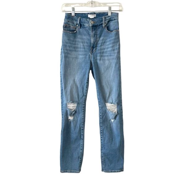 Good American Good Legs Jeans High Rise Skinny Stretch Distressed Size 0 25 - Picture 1 of 4